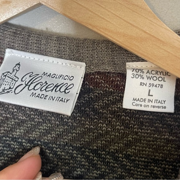 Maglificio Florence VTG Wool Button Front Sweater Vest Size L Grandpacore - Picture 5 of 6